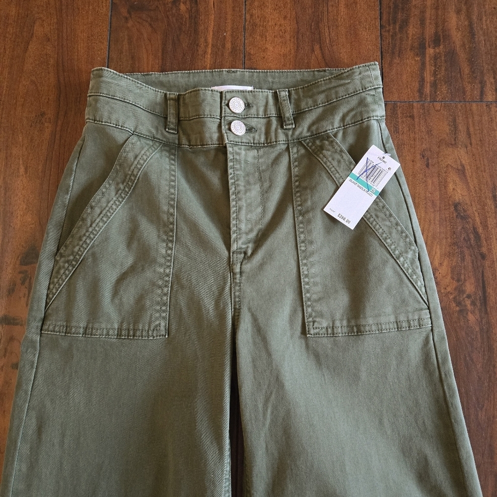 Frame Women's Double Waistband Slim Palazzo Wide Washed Surplus Pants Size 25 - Picture 6 of 12